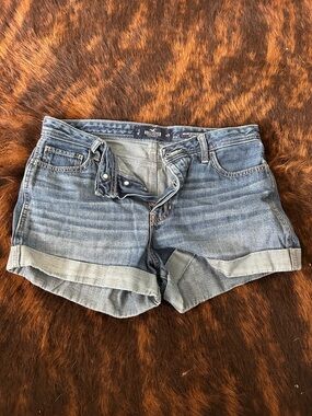 Hollister Light Blue Rolled Cuff Denim Shorts